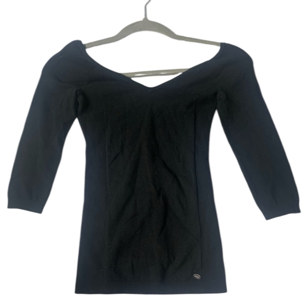 GUESS Los Angeles‎ Long-sleeves Stretch Fall Top Feminine V-neck